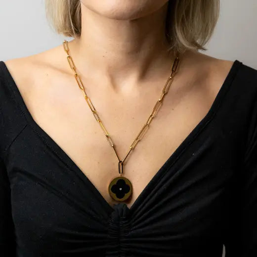 ADELA || Necklace with a Black Flower