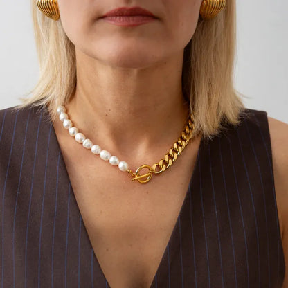 Pearl Cuban Chain Necklace