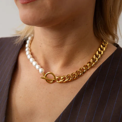 Pearl Cuban Chain Necklace