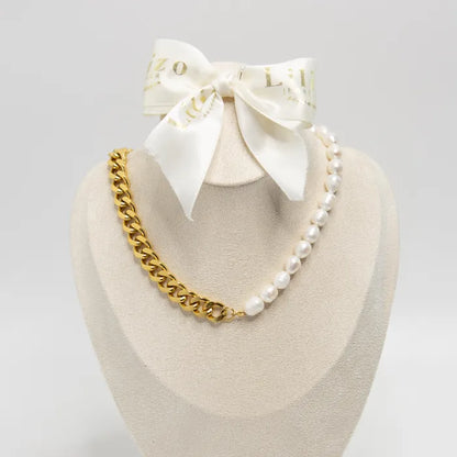 Pearl Cuban Chain Necklace