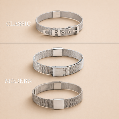 Silver personalised baby bracelet with engraved baby name, birth date, weight and height on wrist