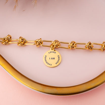 "I AM ENOUGH" Gold Affirmation Bracelet