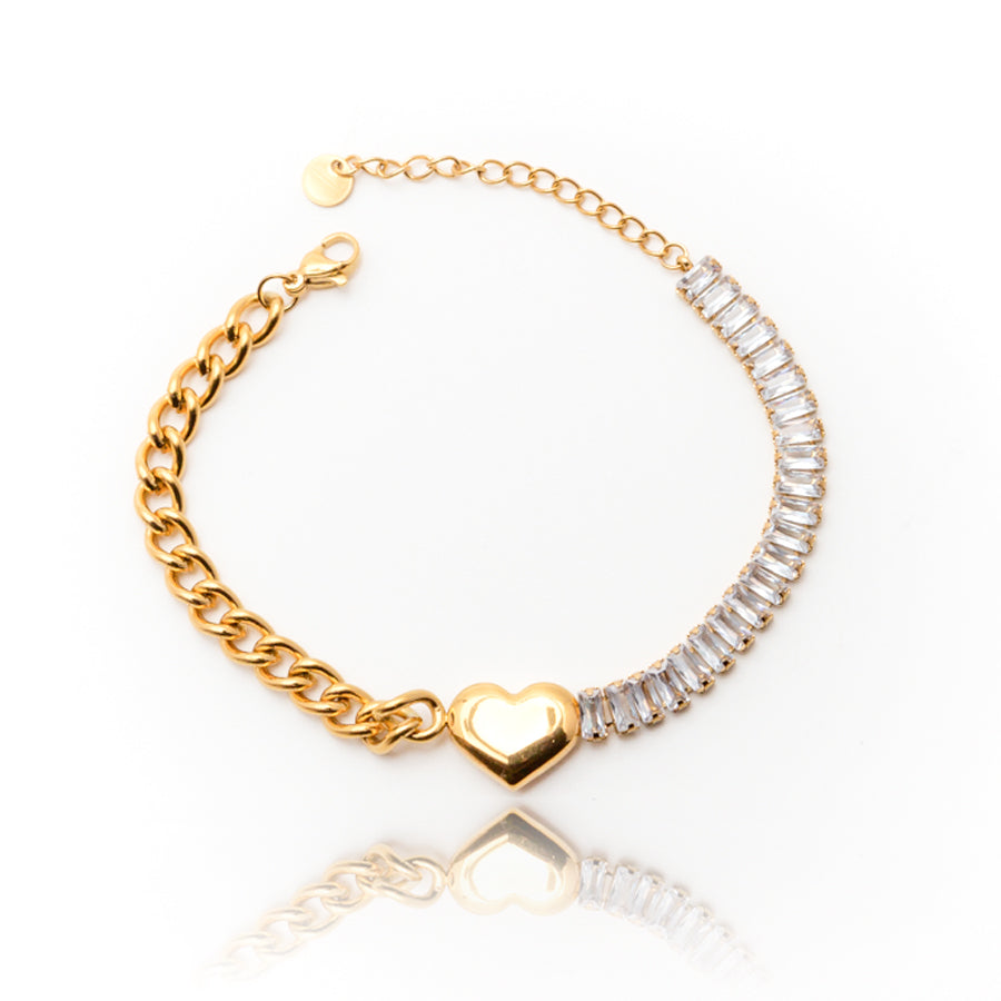 Heart Charm Bracelet with Crystal Accents