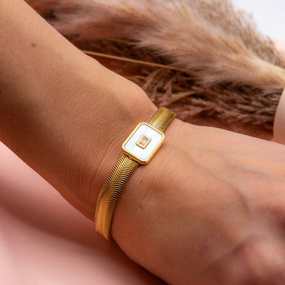 Gold Bracelet with Mother-of-Pearl Accent