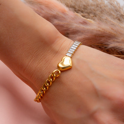 Heart Charm Bracelet with Crystal Accents