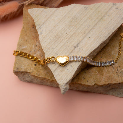 Heart Charm Bracelet with Crystal Accents