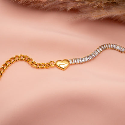 Heart Charm Bracelet with Crystal Accents
