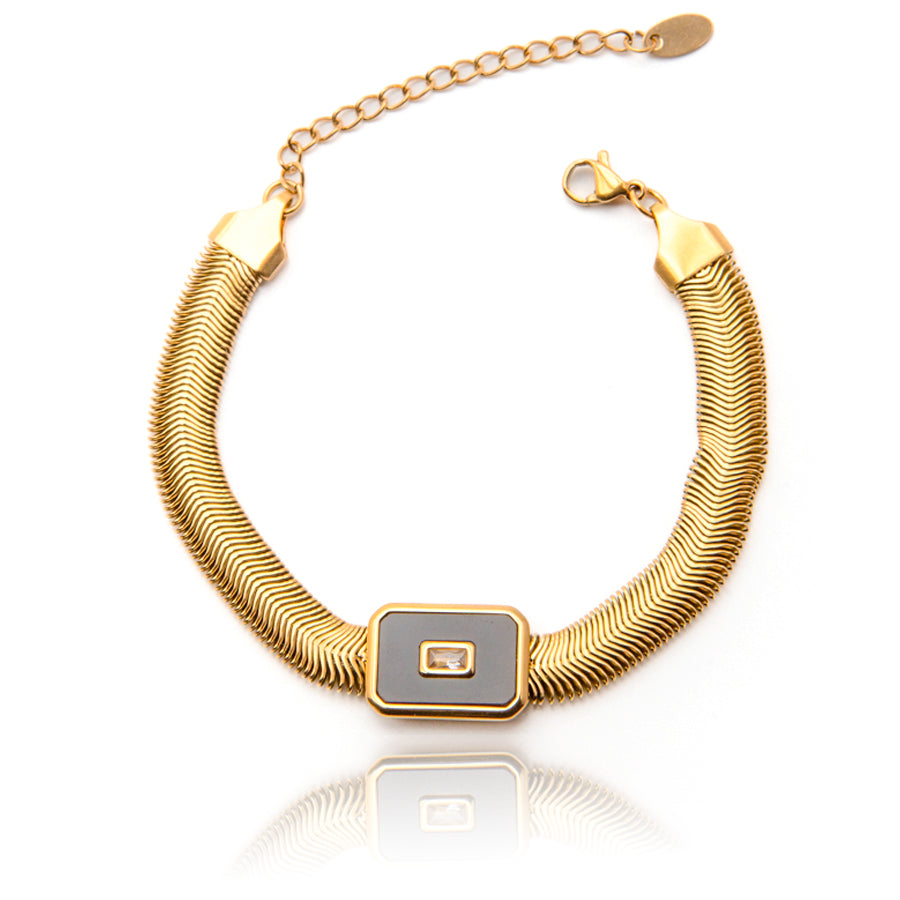 Snake Chain Bracelet with Black Accent