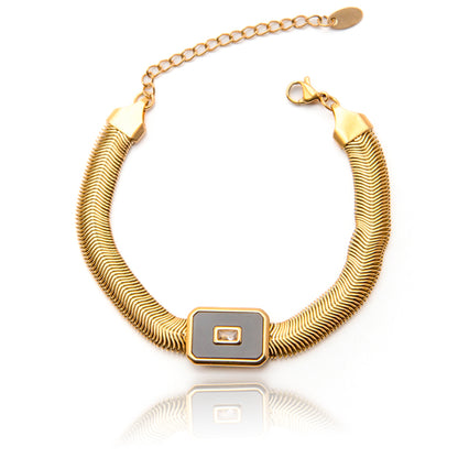 Snake Chain Bracelet with Black Accent