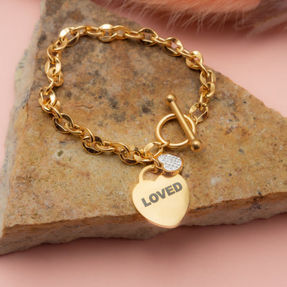 Inspirational "LOVED" Heart Bracelet