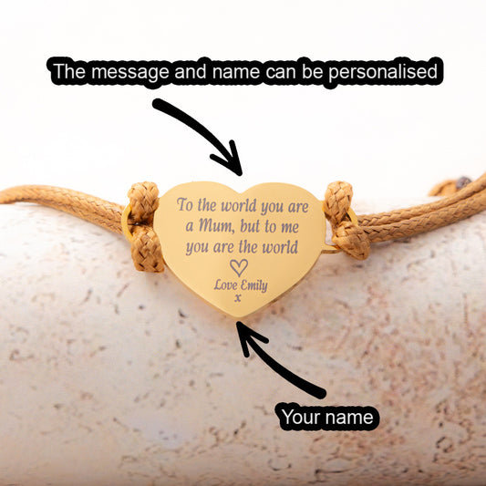 Personalised Mum's Heart Bracelet (Customisable Message)