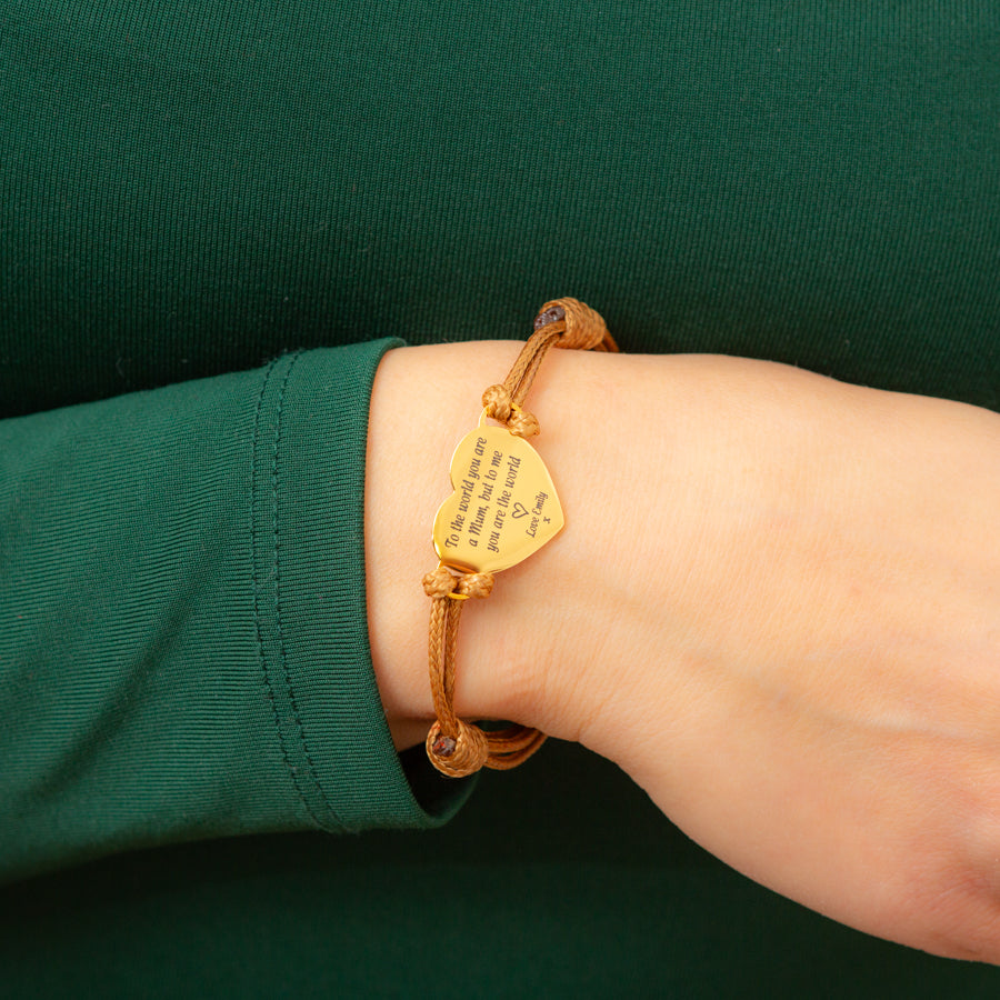 Personalised Mum's Heart Bracelet (Customisable Message)