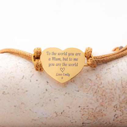 Personalised Mum's Heart Bracelet (Customisable Message)