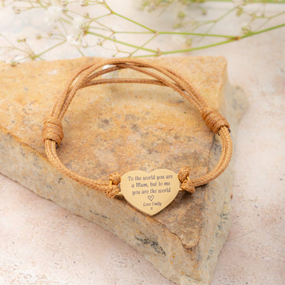 Personalised Mum's Heart Bracelet (Customisable Message)