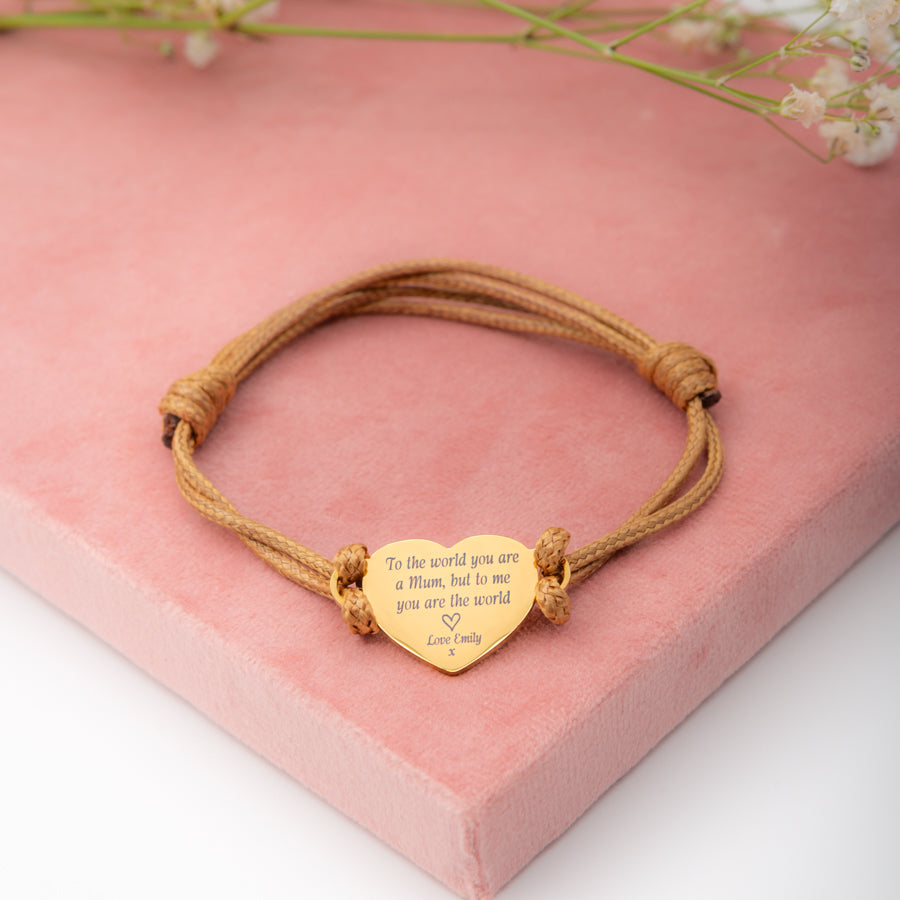 Personalised Mum's Heart Bracelet (Customisable Message)