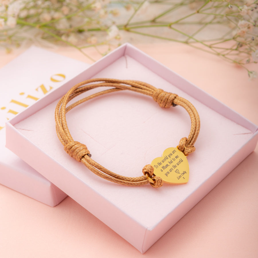 Personalised Mum's Heart Bracelet (Customisable Message)